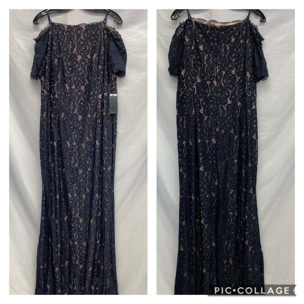 Adrianna-Papell off shoulder lace long Gown - Picture 5 of 11